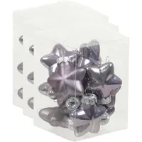 Othmar decorations 36x Sterretjes kersthangers/kerstballen lila paars van glas - 4 cm - mat/glans - Kerstboomversiering