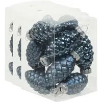 Othmar decorations - 36x Dennenappel kersthangers - glas - donkerblauw - 6 cm mat - glans - kerstboomversiering