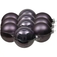 Othmar decorations 12x stuks kerstversiering kerstballen lila paars van glas - 10 cm - mat/glans - Kerstboomversiering