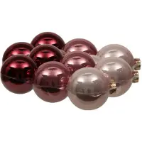 Othmar decorations 18x stuks kerstversiering kerstballen roze tinten van glas - 8 cm - glans - Kerstboomversiering