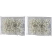 COSY&TRENDY 18x Kerstboomversiering witte glitter bloemen op steker - kerstboom decoratie - wit kerstversieringen