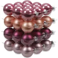 Othmar decorations kerstballen - 36x st - hibiscus roze - D4 cm - glas - Kerstbal