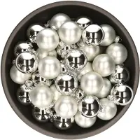 Othmar decorations Kerstballen set van glas 36x stuks zilver 6 cm mat en glans - Kerstbal