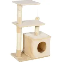 PawHut Sisalkraboom met kattenspeelgoed, pluche, beige, hoogte 80 cm, model D30-285