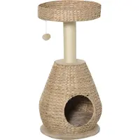 PawHut Kattenmeubel met rustplaats en krabpaal, model D30-370, met een holletje en een balletje, sisal, zachte pluche stof, 40 x 40 x 82,5 cm