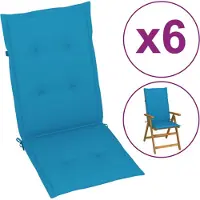 vidaXL Tuinstoelkussens 6 st hoge rug 120x50x3 cm stof blauw