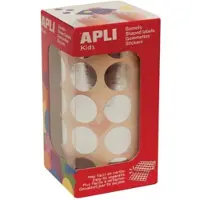 APLI Kids stickers op rol, cirkel diameter 20 mm, 1770 stuks, metallic zilver - 2 stuks