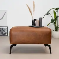 Livin24 Industriële hocker Vegas eco-leer cognac