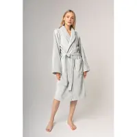 Casilin - Badjas Teddy voor Dames en Heren - Maat S - Sauna Badjas Voor Volwassen - Met riem - Badstof, Fleece, Katoen - Absorberend - Wasmachinebestendig - Lichtgrijs, Grijs