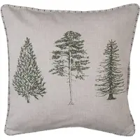 Clayre & Eef Kussenhoes 40x40 cm Beige Groen Katoen Vierkant Dennenbomen Beige