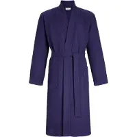 Ringella Wafelpatroon badjas blauw uniseks - Blauw - Maat - XXL