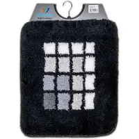 Wicotex - Bidetmat - WC mat - Toiletmat Zwart met witte blokjes - Badmat - Antislip onderkant - Afmeting 50x60cm