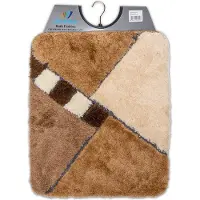 Wicotex - Bidetmat - WC mat - Toiletmat Bruin Beige schuin geblokt - Badmat - Antislip onderkant - Afmeting 50x60cm