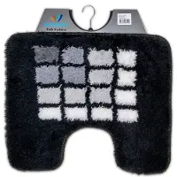 Wicotex - Toiletmat Zwart met Witte blokjes - Antislip onderkant - WC mat met uitsparing - Afmeting 50x60cm