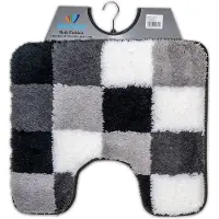 Wicotex - Toiletmat blokken Wit Grijs Zwart - Antislip onderkant - WC mat met uitsparing - Afmeting 50x60cm
