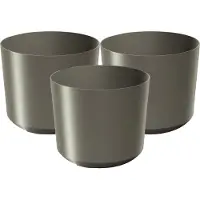 Prosperplast Plantenpot/bloempot Babylon - 3x - kunststof - buiten/binnen - titanium grijs - D15 x H15 cm