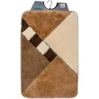 Wicotex - Badmat Taupe - Badmat - Beige geblokt - Antislip onderkant - Afmeting 60x90cm