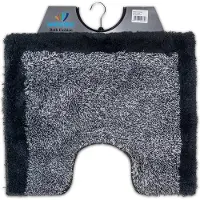 Wicotex - Toiletmat Grijs met Zwarte rand - Antislip onderkant - WC mat met uitsparing - Afmeting 50x60cm