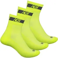 Gripgrab - Classic Regular Cut 3PACK Zomer Fietssokken Coolmax Wielersport Sokken - Geel Hi-Vis - Unisex - Maat S (38-41)