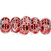 Gerimport 24x stuks gedecoreerde kerstballen rood kunststof diameter 6 cm - Kerstboom versiering