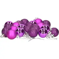 Gerimport 24x stuks kerstballen paars mix van mat/glans/glitter kunststof diameter 3 cm - Kerstboom versiering