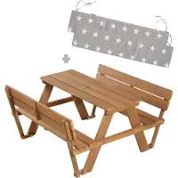 Roba Kinderzitgroep 'PICKNICK voor 4' Buiten +, teak, met rugleuning en bankkussen Little Stars