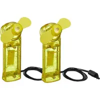 Cepewa Ventilator voor in je hand - 2x - Verkoeling in zomer - 10 cm - Geel - Klein zak formaat model