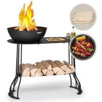 Blumfeldt Nantai barbecue station vuurschaal: Ø 50 cm barbecuerooster: Ø 48 cm tafel-design