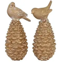 Dijk Natural Collections Beeld Vogel 7.5x7.5x19cm Goud goud Polyresin Decoratief