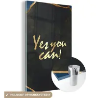 MuchoWow Glasschilderij 120x180 cm - Schilderij acrylglas - Quotes - Motivatie - Goud - Bruin - Foto op glas - Schilderijen
