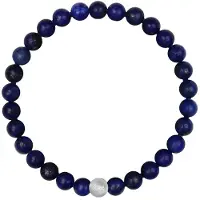 CO88 Collection 8CB-91113-S-M Stenen Armband Lapis Lazuli - 6mm - 17,5cm - Rekbaar - Blauw