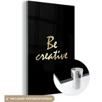 MuchoWow Glasschilderij 120x180 cm - Schilderij acrylglas - Quotes - Creatief - Goud - Foto op glas - Schilderijen