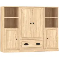 vidaXL Hoge kasten 3 st bewerkt hout sonoma eikenkleurig