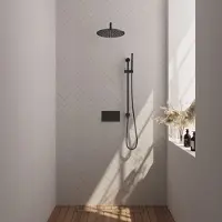 Brauer Edition Inbouw Doucheset - Staafhanddouche - 30cm Hoofdouche - Gebogen Wandarm - Glijstang - Mat Zwart - Messing - Kranen, Douchekranen, - Kranen, Douchekranen, Douchesets, Inbouw douchesets