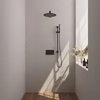 Brauer Edition Inbouw Doucheset - Staafhanddouche - 30cm Hoofdouche - Rechte Wandarm - Glijstang - Mat Zwart - Messing - Kranen, Douchekranen, - Kranen, Douchekranen, Douchesets, Inbouw douchesets