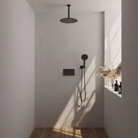 Brauer Edition Inbouw Doucheset - Ronde Handdouche - 30cm Hoofdouche - Plafondbuis - Wandsteun - Mat Zwart - Messing - Kranen, Douchekranen, - Kranen, Douchekranen, Douchesets, Inbouw douchesets