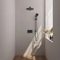 Brauer Edition Inbouw Doucheset - Ronde Handdouche - 30cm Hoofdouche - Rechte Wandarm - Glijstang - Mat Zwart - Messing - Kranen, Douchekranen, - Kranen, Douchekranen, Douchesets, Inbouw douchesets