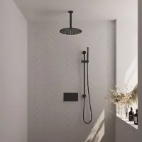 Brauer Edition Inbouw Doucheset - Staafhanddouche - 30cm Hoofdouche - Plafondbuis - Glijstang - Mat Zwart - Messing - Kranen, Douchekranen, - Kranen, Douchekranen, Douchesets, Inbouw douchesets
