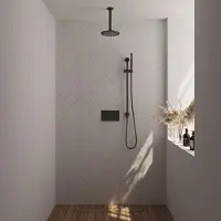 Brauer Edition Inbouw Doucheset - Staafhanddouche - 20cm Hoofdouche - Plafondbuis - Glijstang - Mat Zwart - Messing - Kranen, Douchekranen, - Kranen, Douchekranen, Douchesets, Inbouw douchesets
