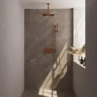 Brauer Edition Inbouw Doucheset - Staafhanddouche - 30cm Hoofdouche - Plafondbuis - Glijstang - Geborsteld Koper PVD - Messing - Kranen, Douchekranen, - Kranen, Douchekranen, Douchesets, Inbouw