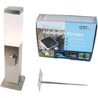 QAZQA Buitenlamp staal incl stopcontact IP44- Malios met grondpin en kabelmof