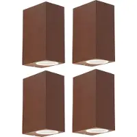 QAZQA Set van 4 wandlampen roestbruin 2-lichts IP44 - Baleno