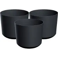 Prosperplast Plantenpot/bloempot Babylon - 3x - kunststof - buiten/binnen - antraciet grijs - D12 x H12 cm