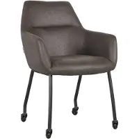 Label51 Lenny eetkamerstoel op wieltjes micro suede antraciet - set van 2 stoelen