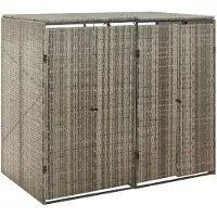 vidaXL Containerberging dubbel 140x80x117 cm poly rattan grijs