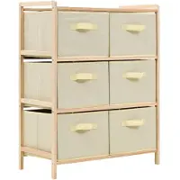 vidaXL Opbergmeubel met 6 stoffen manden cederhout beige