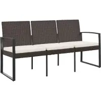 vidaXL Tuinbank 3-zits met kussens polypropeen rattan bruin