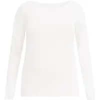 We fashion - Dames T-shirt met boothals- Curve - Wit - Katoen - Plus Size Maat: 48