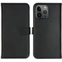 Selencia Echt Leren Bookcase voor de Apple iPhone 15 Pro Max - Zwart
