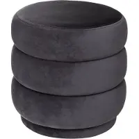 Atmosphera luxe poef velvet Sinan - Grijs - H40 cm - Velours - Fluweel - Voetsteun